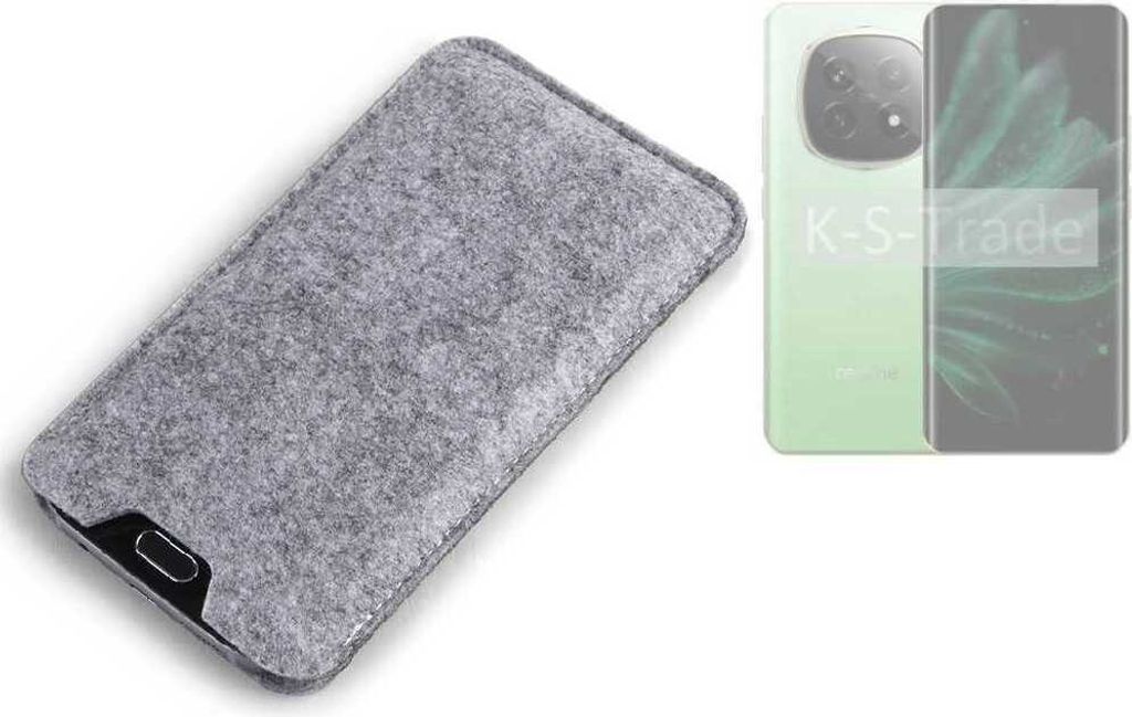 K-S-Trade Filz Handyhülle kompatibel mit Realme P2 Pro 5G Schutzhülle Filztasche Filz Tasche Case Sleeve Handy Hülle Filzhülle grau