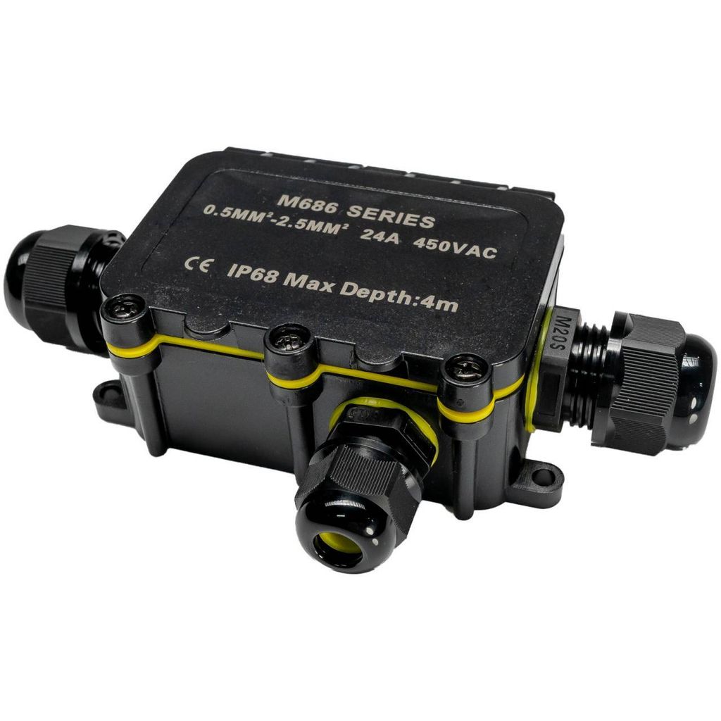 Grafner wasserdichte Abzweigdose, 3 Wege, IP68, 4-polig, Ø5-12mm, 0,5–2,5 mm², 24A 450V, Abzweigdose wasserdichte Anschlussdose staubdicht auß...