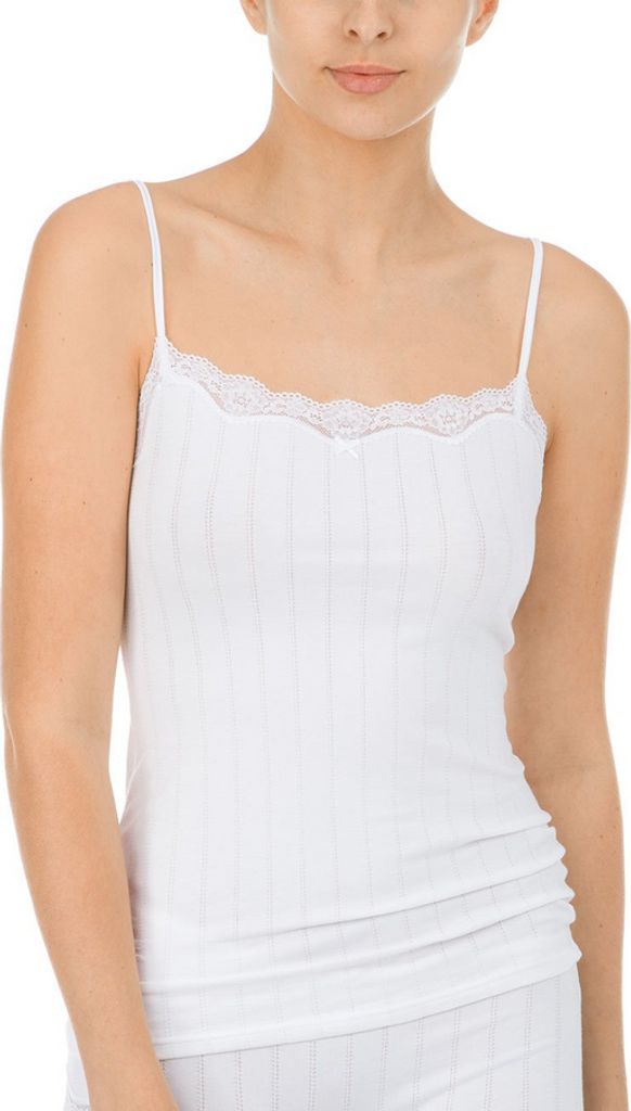 Calida Calida Damen Etude Toujours Spaghetti-Top aus Baumwolle Unterhemd mit Dresdner Spitze uni 2440-10-00078