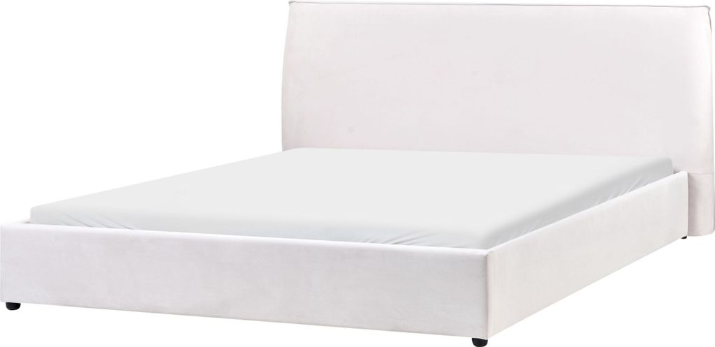 BELIANI Polsterbett Cremeweiß Samtstoff 180 x 200 cm Hohes Kopfteil Samtbett für Schlafzimmer