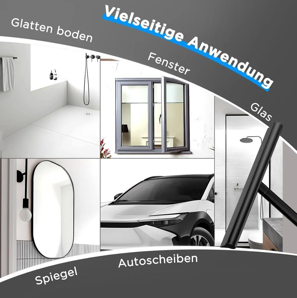 Essuie-glace de douche télescopique noir multi-surfaces 89cm maximum - 6
