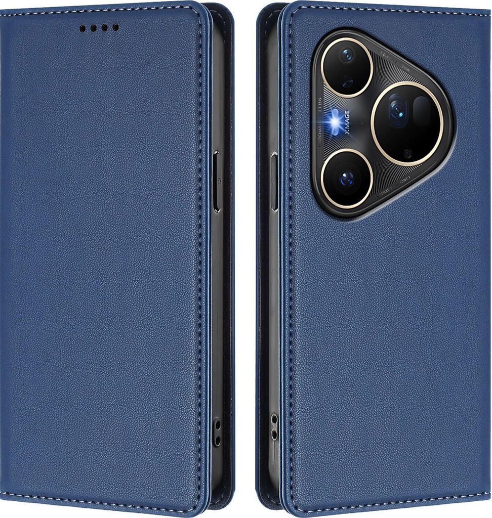 Handyhülle für Huawei Pura 80 Ultra, Kunstleder Klapphülle Stoßfeste Magnetische Hülle mit Ständer Dunkelblau