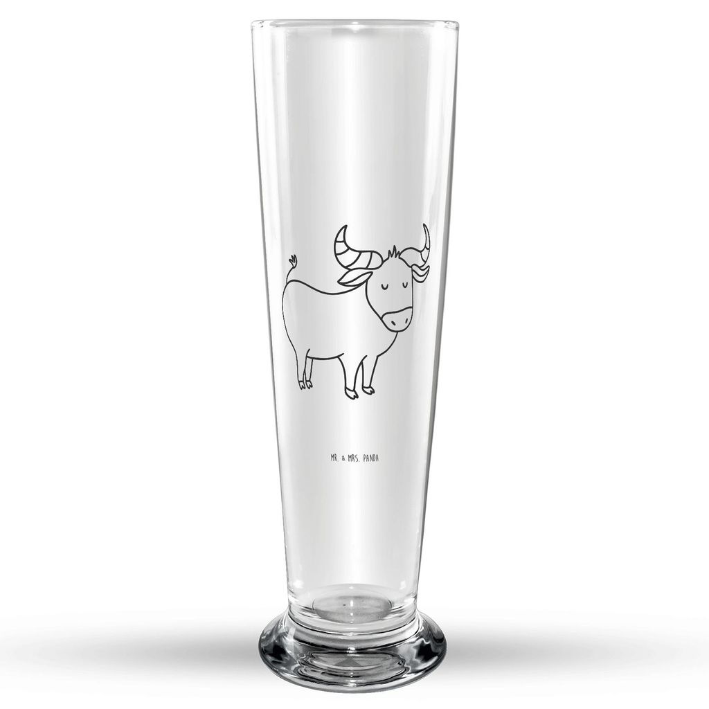 Mr. & Mrs. Panda Bierglas Sternzeichen Stier - Transparent - Geschenk, Ochse, Bier Glas, Trinkglas, Glasbierglas, Bierbecher, Rind, Glasbecher, Geb...