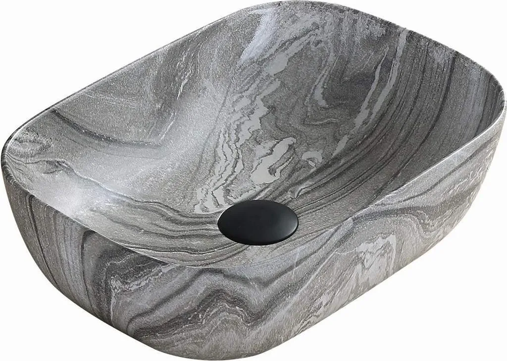Mexen Rita Lavabo in Ceramica Effetto Marmo Grigio Scuro 45x32