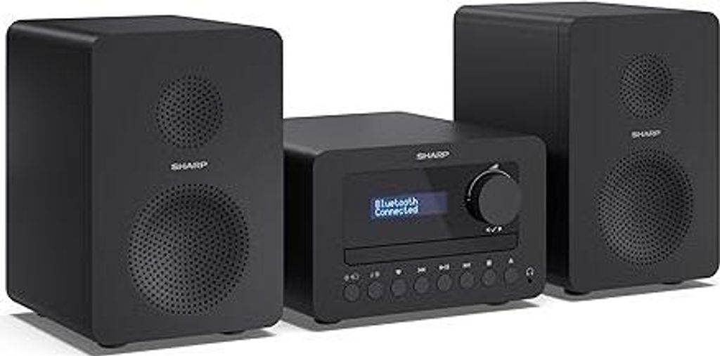 SHARP XL-B520D(BK) 40W Hi-Fi-Mikrosystem – Kompakte Stereoanlage mit Bluetooth 5.0, DAB+/UKW-Radio, CD-Player, USB-MP3, Dual-Alarm, 2-Wege-Lautsp...