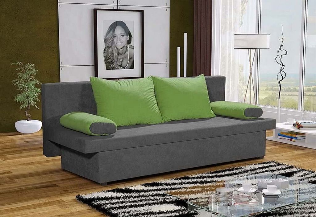 Klassisches Schlafsofa GIACINTO grau + grün