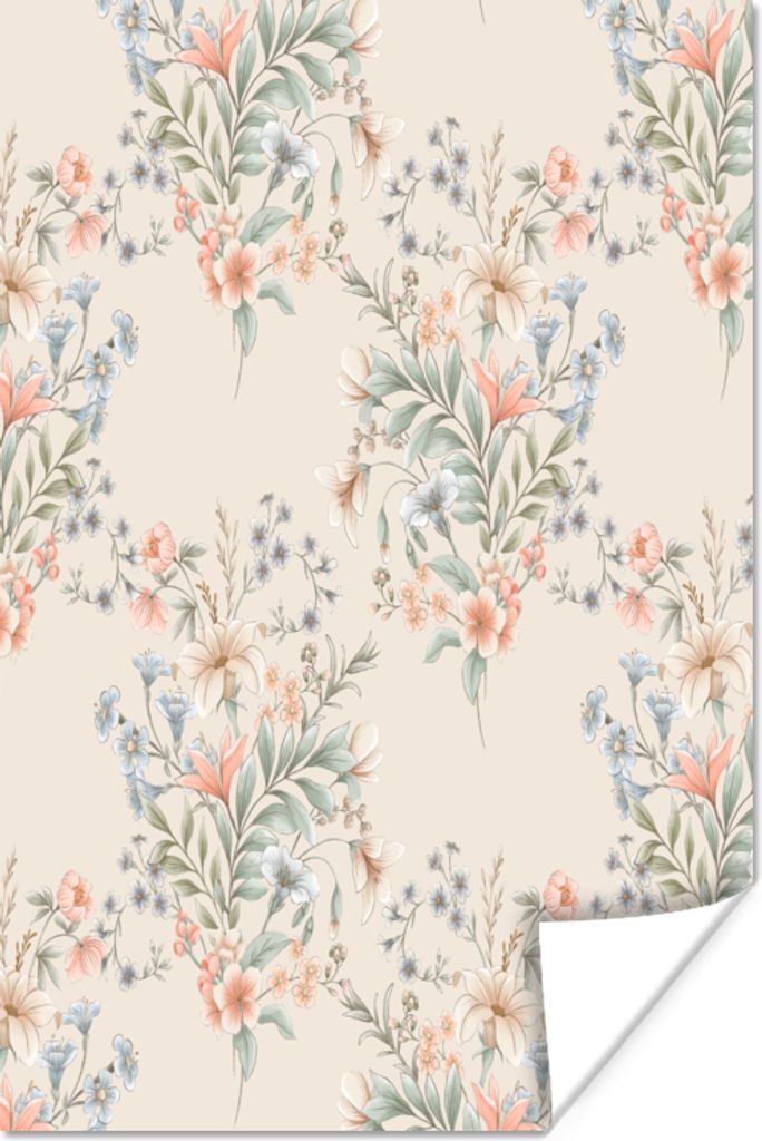 MuchoWow Poster Blumen - Rosa - Blätter 20x30 cm - Papierdruck