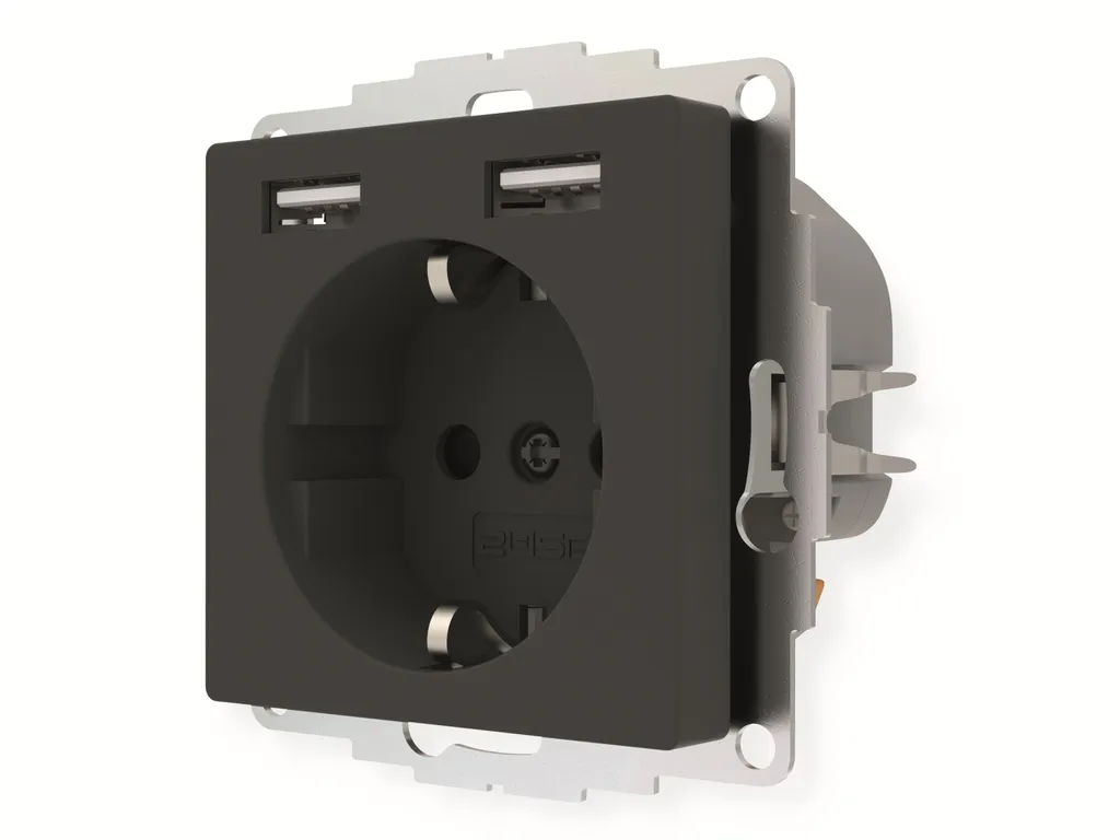 Chargeur mural 2USB inChargePRO AA 12W 2,4A : finition gris anthracite