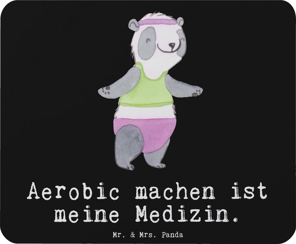 Mr. & Mrs. Panda Mouse Pad Panda Aerobic - Schwarz - Geschenk, Mauspad, pc mausunterlage, mousepad, Fitness, Fitnessstudio