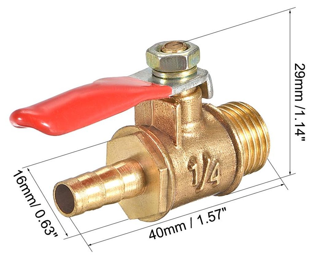 4Stk Messing Luft Kugelhahn Abschalten Schalter 1/4" NPT Au?engewinde zu 1/4" Schlauchstutzen