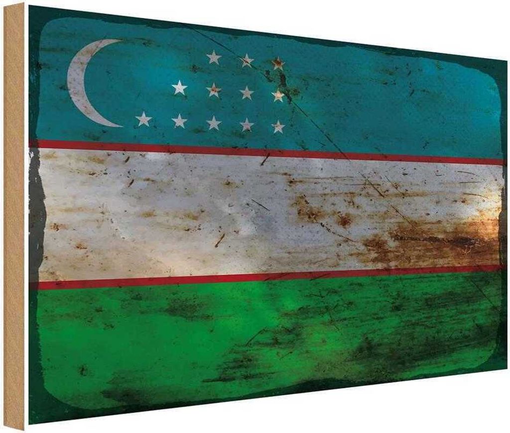 vianmo Holzschild 30x40 cm Usbekistan Uzbekistan Flagge Fahne Wappen