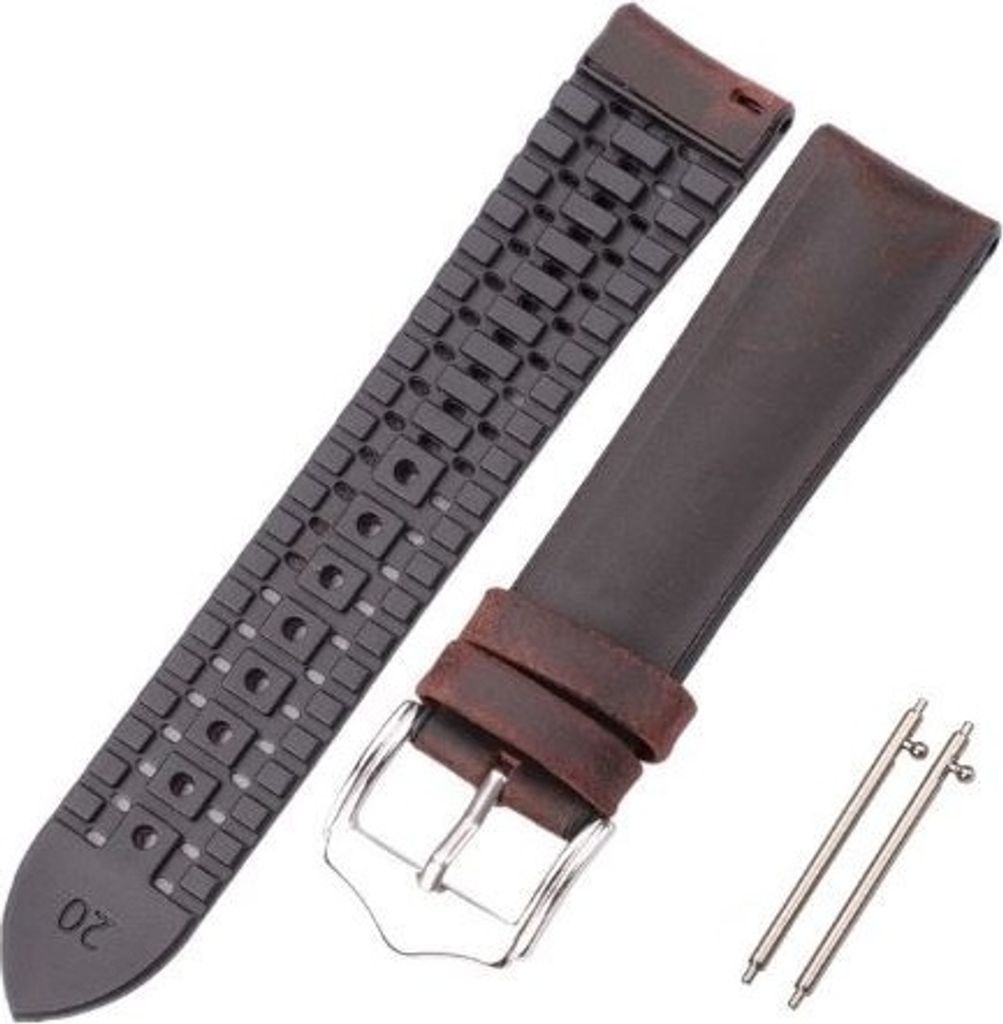 Strap-it Huawei Watch GT 3 Pro 46mm Silikon-/Lederarmband (Braun)