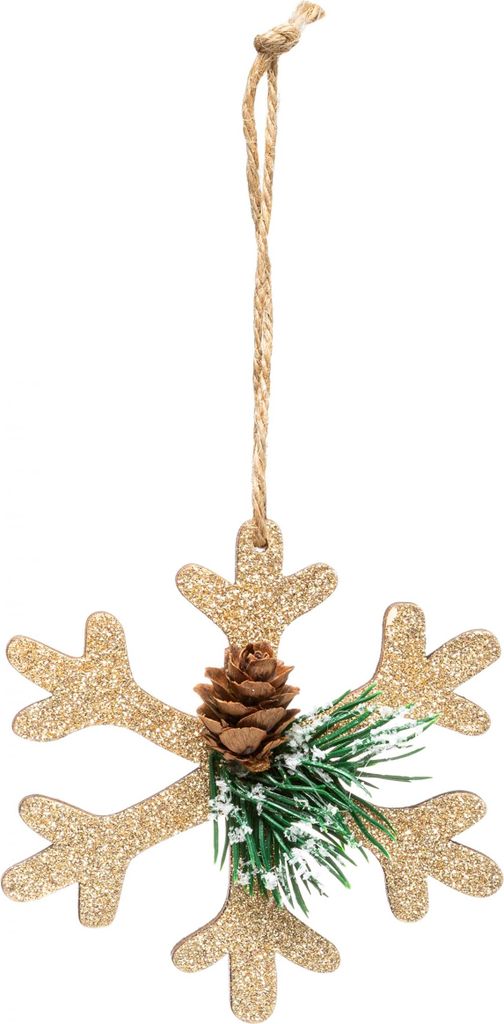 Schneeflocken-Christbaumschmuck goldfarben-grün-braun 10 cm - Einheitsgröße