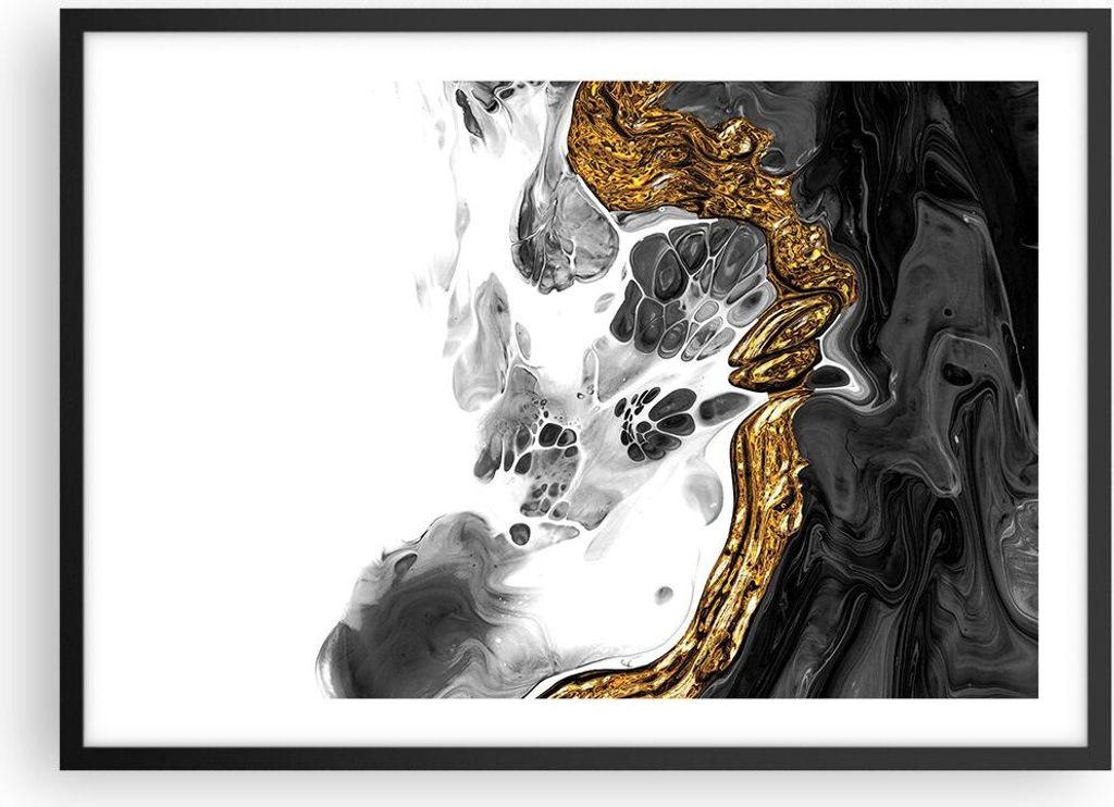 Gerahmtes Poster - Schwarzer Rahmen - Abstraktion verschüttet Kontrast - 70x50 cm - Wand Bild - Wanddeko - Wandbilder - Kunstposter - Wandposter -...