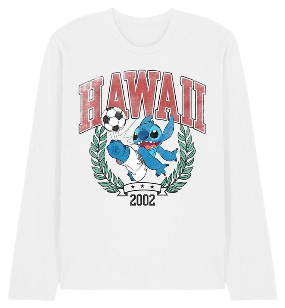 Lilo & Stitch - "Hawaii" T-Shirt für Herren/Damen Uni, Langärmlig TV34600 (XL) (Weiß)