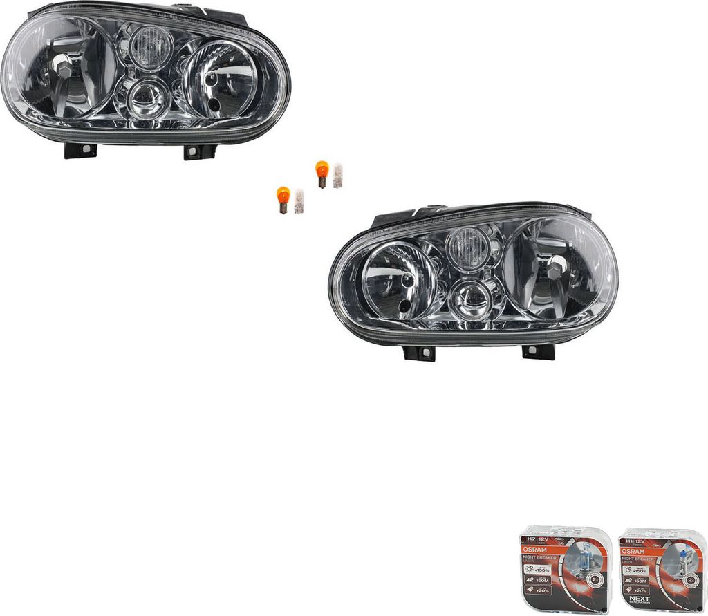Johns, Scheinwerfer + Osram Night Breaker Laser passend für VW Golf IV 4 1J1 Set LR 1J1941017B 1J1941017F 1J1941018F 1J1941018B