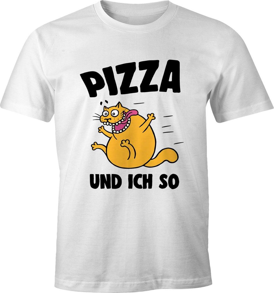 Lustiges Herren T-Shirt Pizza-Motiv und ich so Fun-Shirt Moonworks weiß 3XL