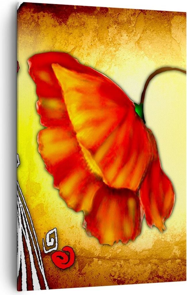 Bild auf Leinwand - Leinwandbild - Einteilig - Blume linien markierungen - 80x120cm - Wand Bild - Wanddeko - Wandbilder - Leinwanddruck - Wanddekor...