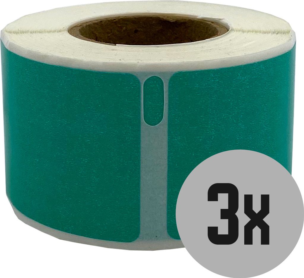 DULA Etiketten - Kompatibel mit Dymo Compatible labels - Groen- 99010 - S0722370 - Adresetiketten - 3 rollen - 28 x 89 mm - 130 labels per rol