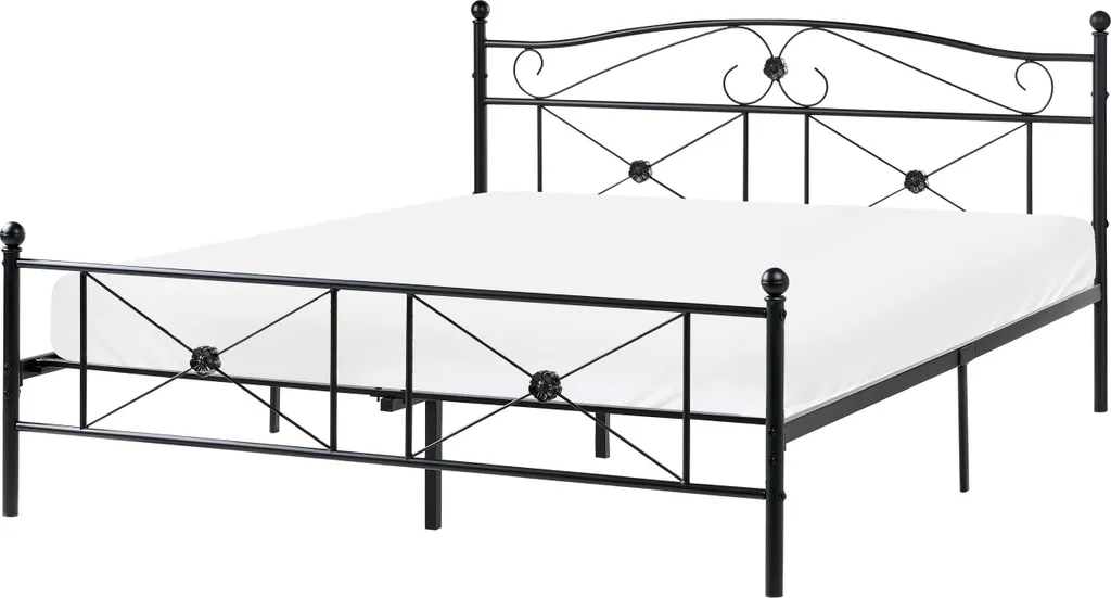 Lit double en métal noir 160x200 cm BELIANI avec tête de lit rétro chic