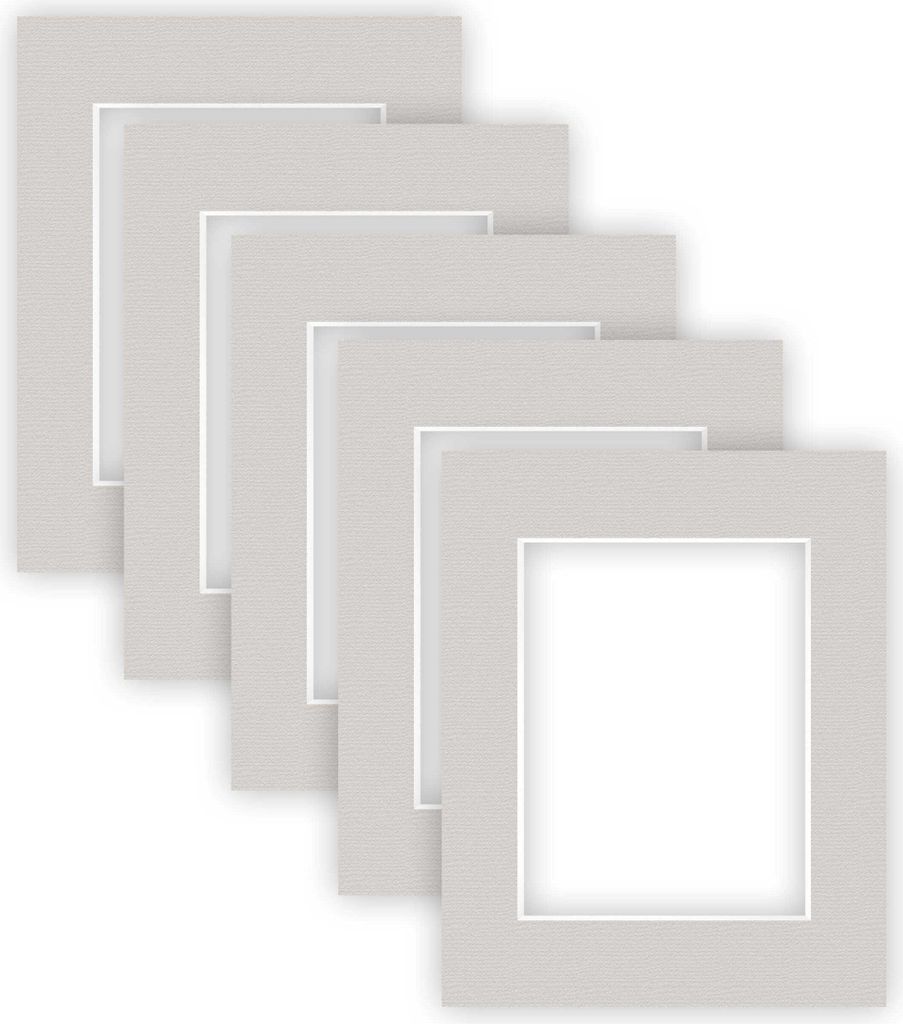 nielsen Conservation Passepartout 2,2 mm, 5er Set, Außenformat 24x30 cm cm für Bildformat 15x20 cm, Kieselgrau mit Struktur