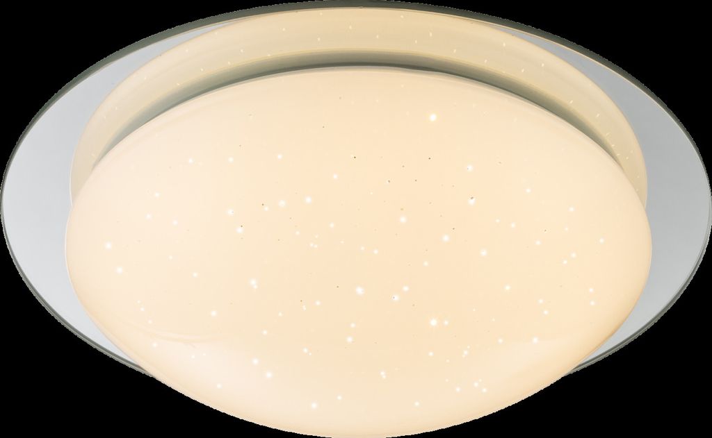 Globo Lighting Deckenleuchte Metall weiß, Acryl opal sparkle, Spiegel, mehrere Stufen über Wandschalter, Farben fixierbar, Memoryfunktion, IP44, ...