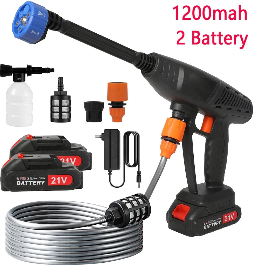 Nettoyeur de Voiture Haute Pression 50BAR sans Fil et 2 Batteries 21V