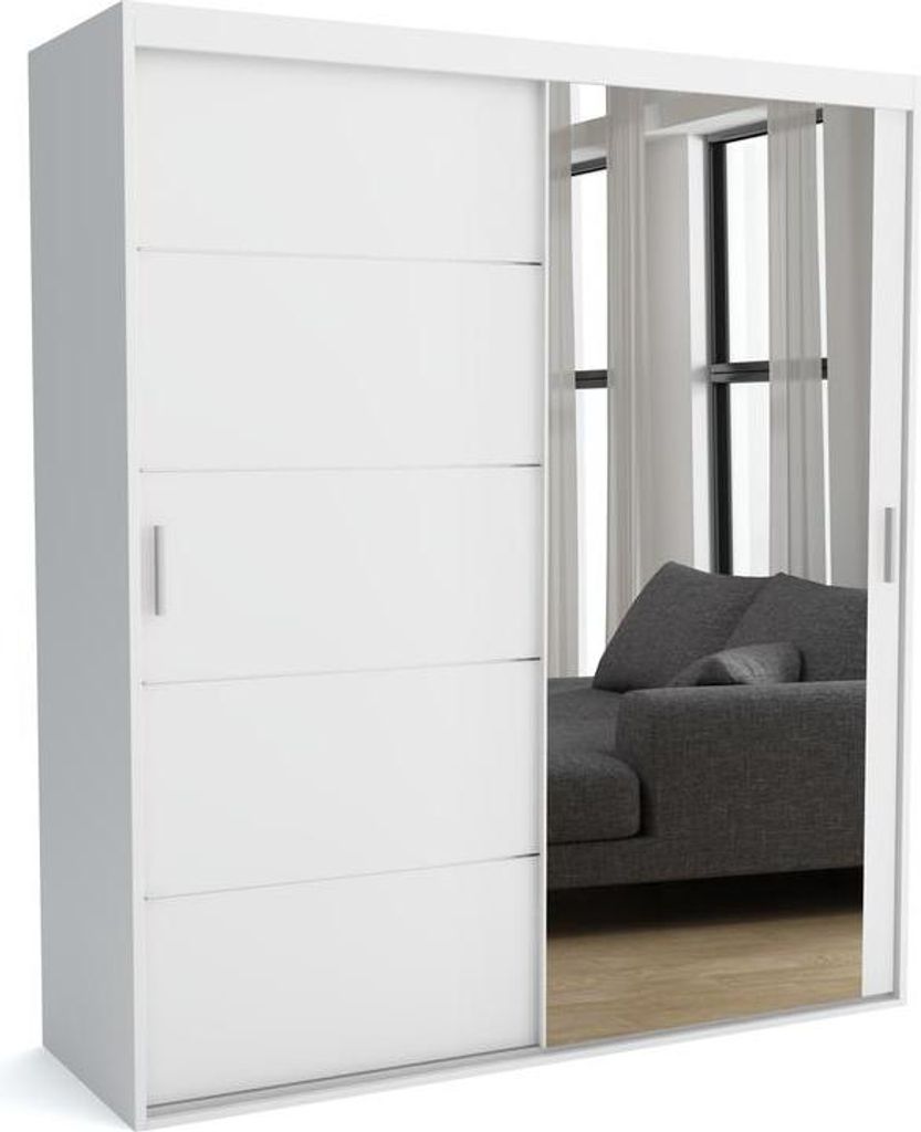 FURNLUX Garderobenmatte A Weiss 140cm / Hauptfarbe: Weiß / Abmessungen: 140 x 60 x 205 cm