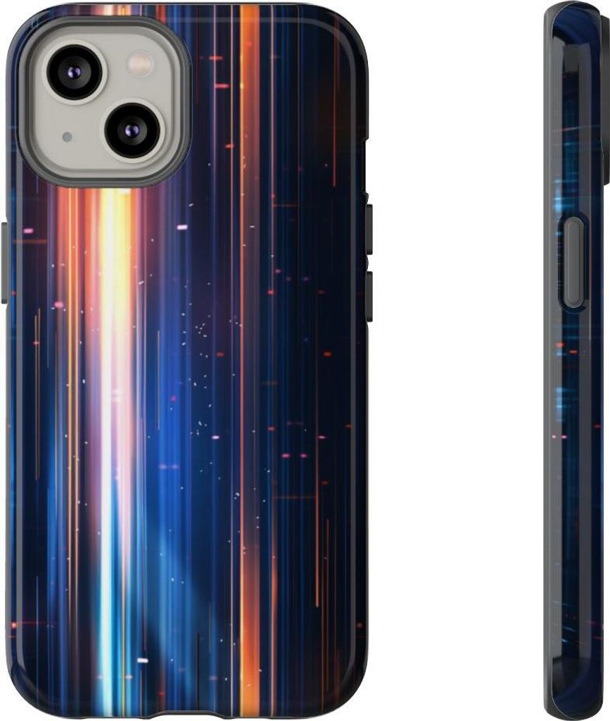 Leuchtende Lichtstrahlen im Hochformat – Hülle Kompatibel mit iPhone 14