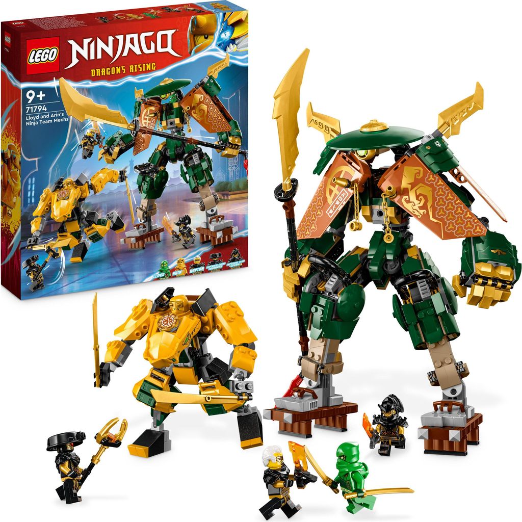 LEGO 71794 NINJAGO Lloyds und Arins Ninja Training-Mechs Set mit 2 kombinierbaren Action-Figuren und 5 Minifiguren, Ninja-Kampfspielset, Geschenk f...