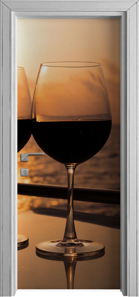 Tür Selbstklebende 80x210 cm Türfolie Türtapete Klebefolie - Wein Glas