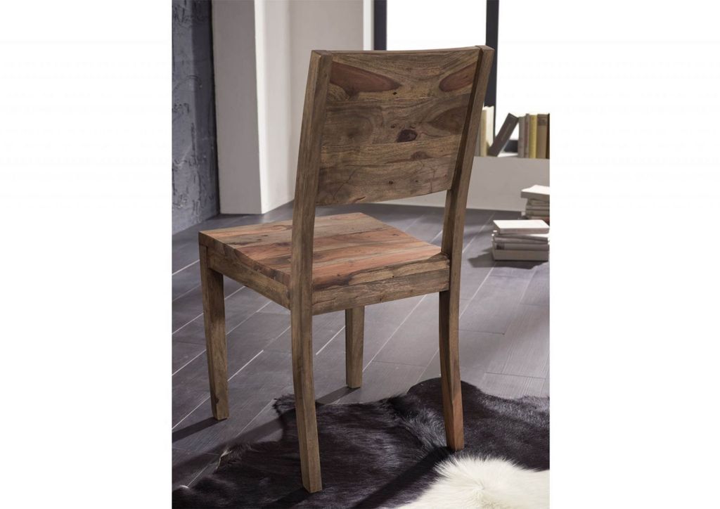 MASSIVMOEBEL24 Stuhl Sheesham 45x45x90 grau geölt NATURE GREY #705