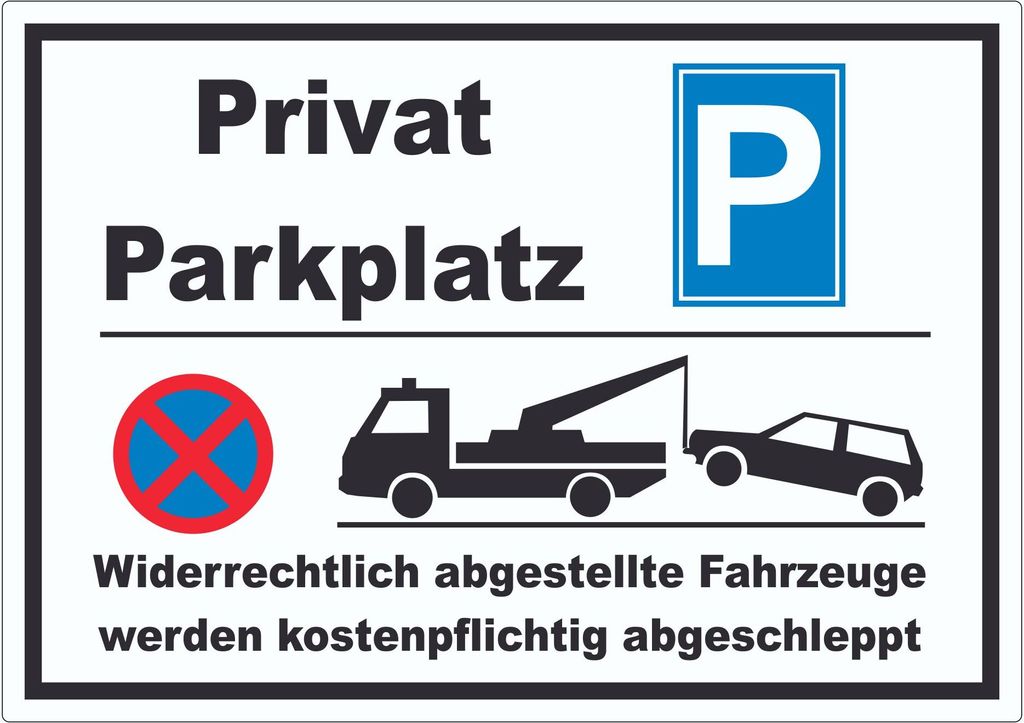 Privat Parkplatz Aufkleber A4 (210x297mm)