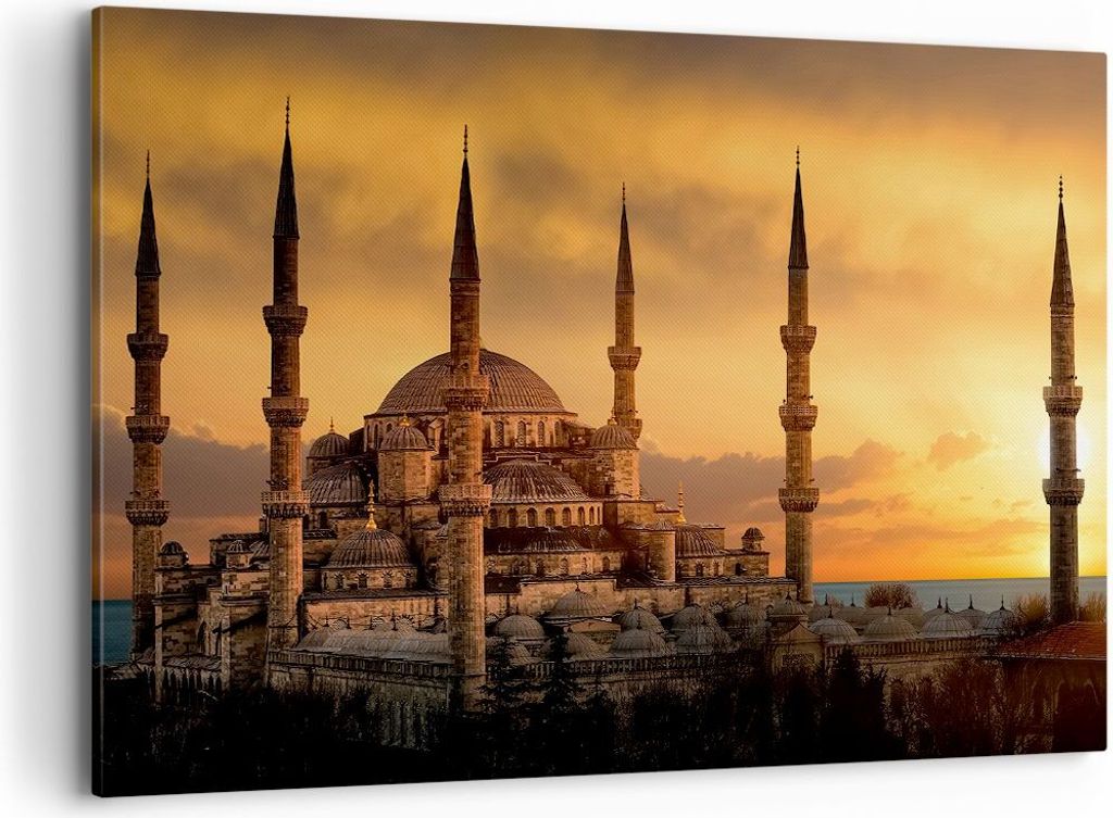 Bild auf Leinwand - Leinwandbild - Sonnenuntergang istanbul türkei reise - 100x70cm - Wand Bild - Wanddeko - Leinwanddruck - Bilder - Kunstdruck -...