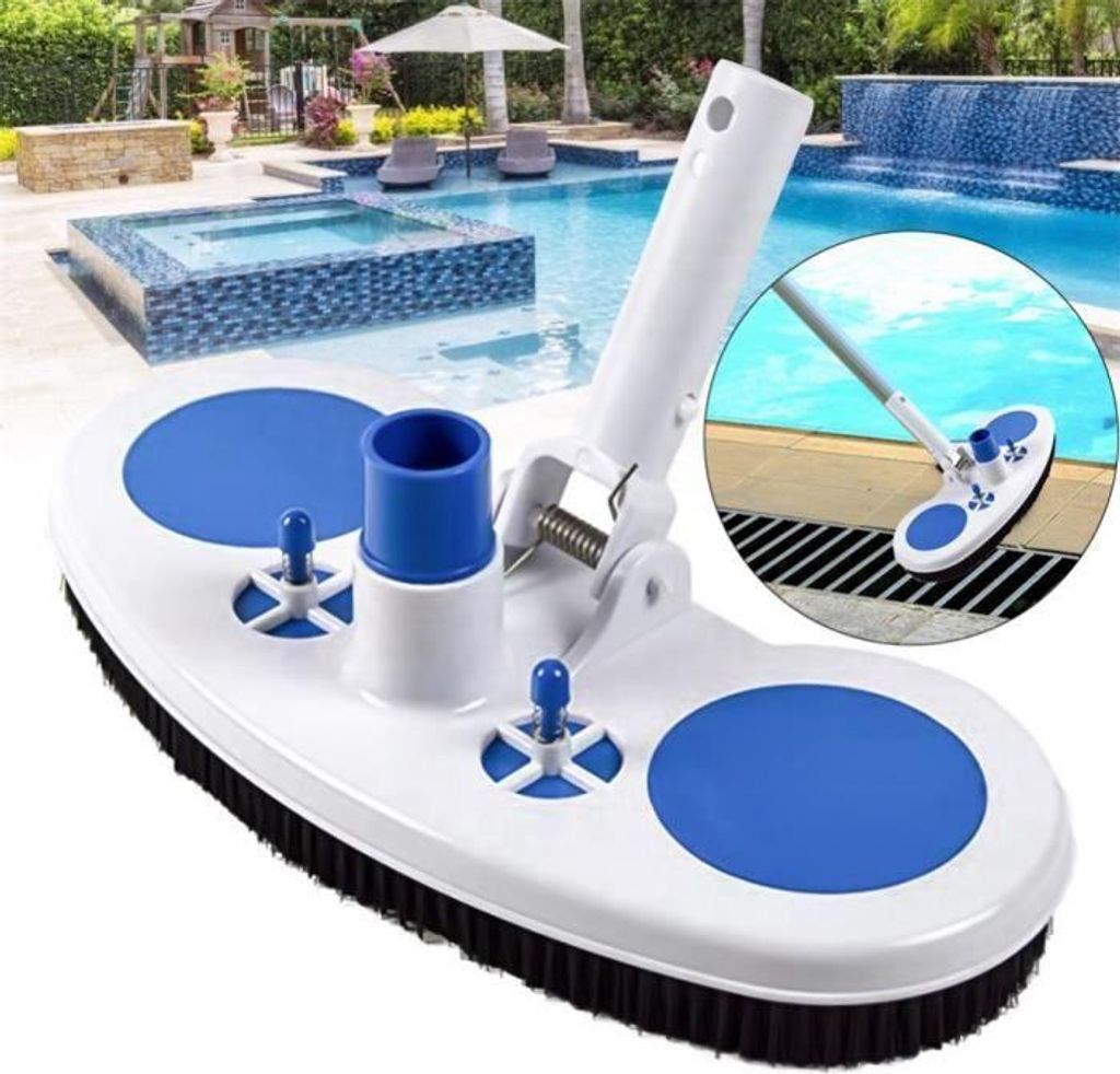 Poolreinigungsbürste, 33 cm (13 Zoll) beschwerter Pool-Saugkopf mit Nylonborsten, abnehmbarer Gartenaufsatz, Blau