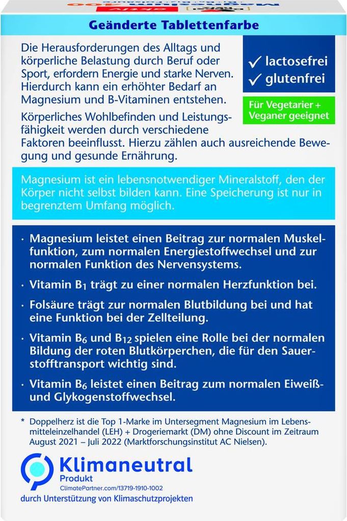 Doppelherz Magnésium 400 +B1 +B6 +B12 +Acide folique 30pcs Image du produit 