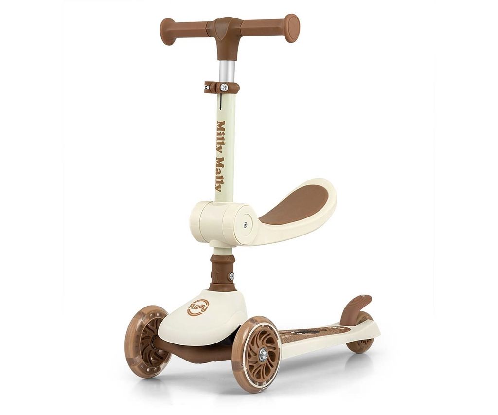 Milly Mally Scooter Fuzzy - Dreirädriger Balance-Roller mit Sitz, LED-Leuchträder, Höhenverstellbare Lenkstange, Sicher und Stabil für Kinder a...