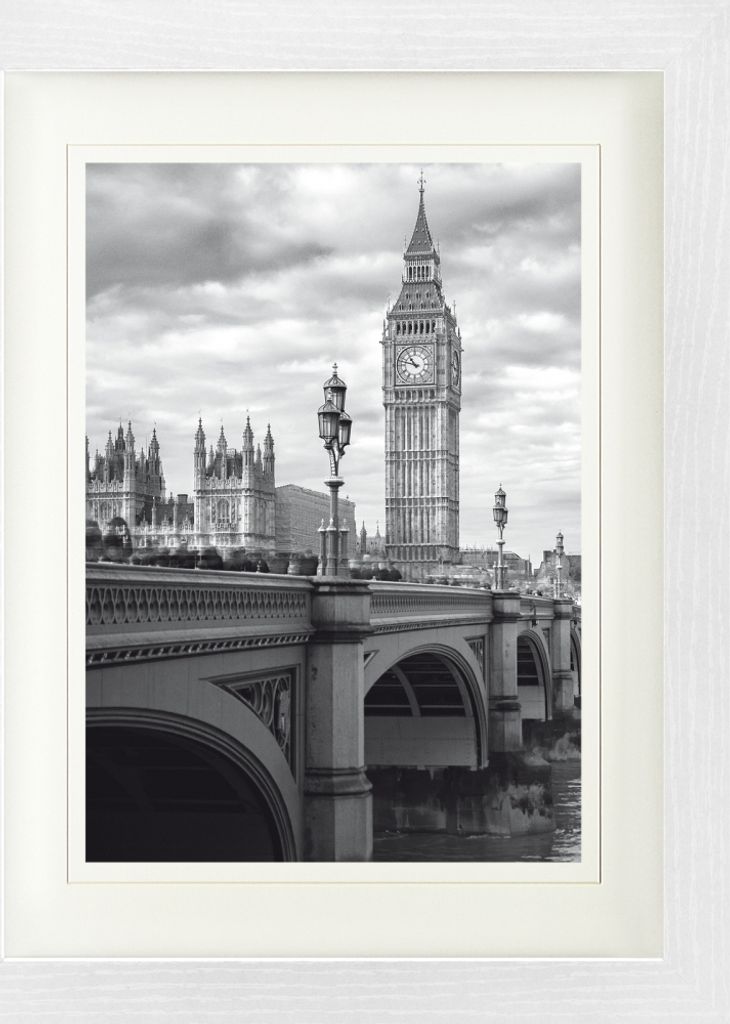 London Gerahmtes Bild Mit Edlem Passepartout | Wand-Bilder | Im Bilderrahmen - Big Ben Und Westminster Bridge (40 x 30 cm)