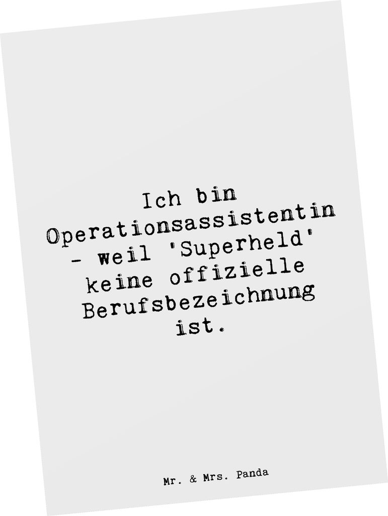 Mr. & Mrs. Panda Postkarte Spruch Operationsassistentin Heldin - Weiß - Geschenk, medizinische Assistenz, Geschenke für Berufstätige, Ansichtska...