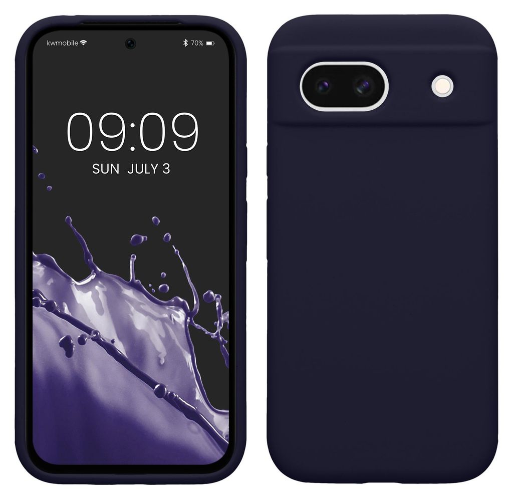 kwmobile Handyhülle für Google Pixel 8a Hülle, für Pixel 8a Case - Hülle Silikon - kabelloses Laden - Deep Ocean