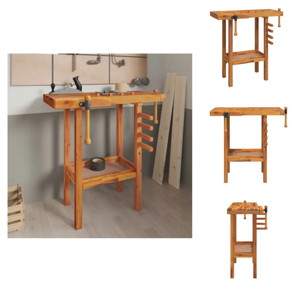 Établi avec étaux 92x48x83 cm en bois massif d'acacia vidaXL 146342