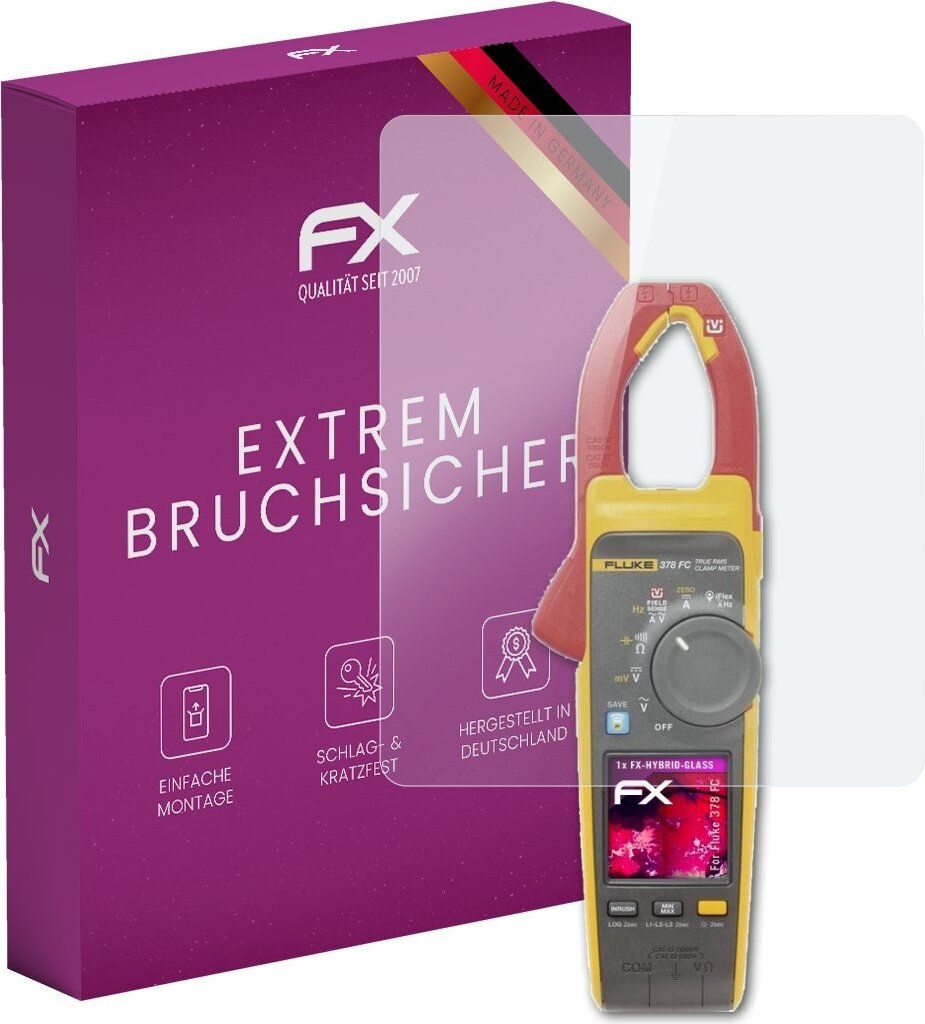 atFoliX FX-Hybrid-Glass Displayfolie kompatibel mit Fluke 378 FC Glasfolie