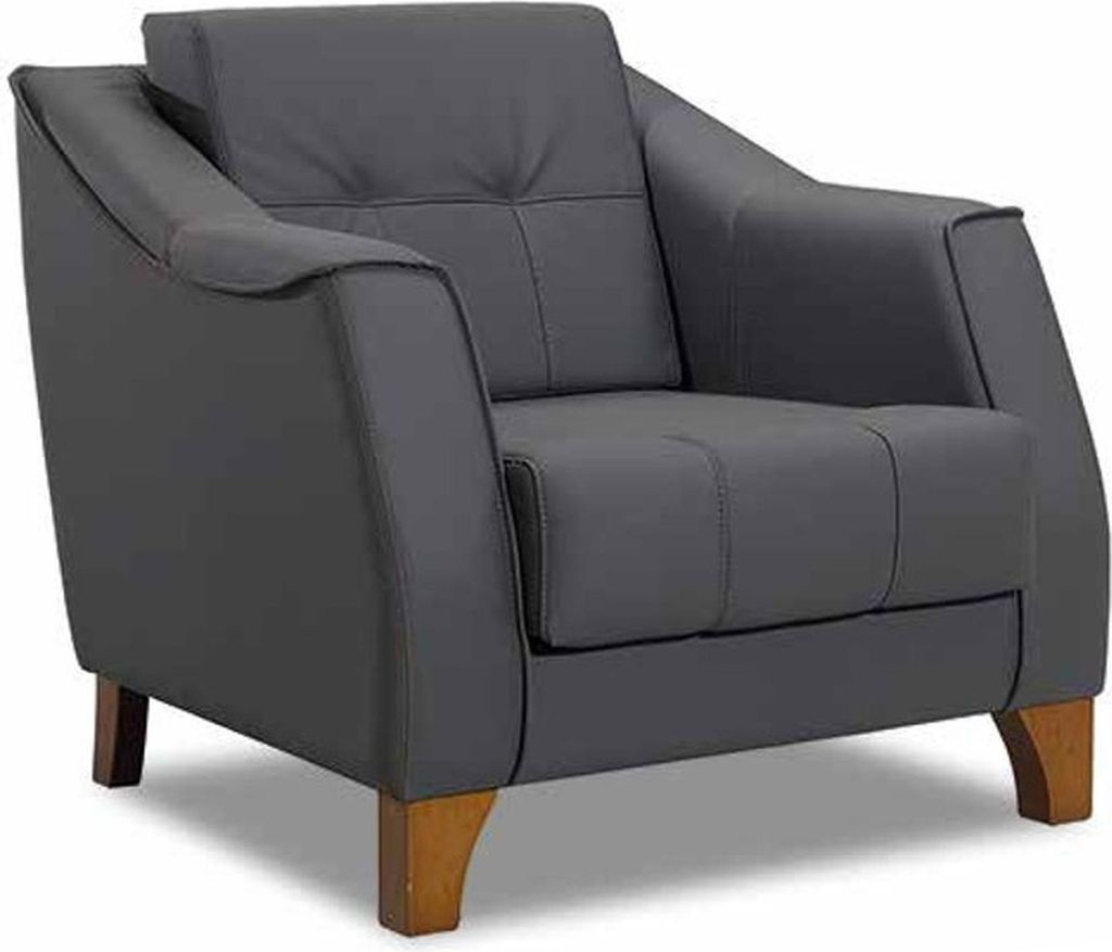 Sofagarnitur Sofa 2 + 1 Sitzer Wohnzimmer Leder Polster Möbel Modern Stil Grau