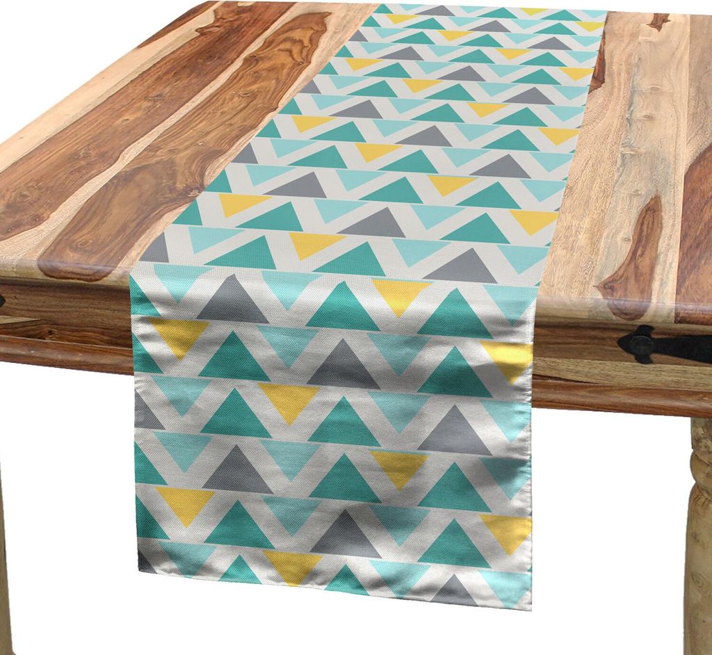 ABAKUHAUS Geometrisch Tischläufer, Chevron-Linien mit Dreieck-Muster-Zickzack-Retro Inspirations-Zusammenfassung, 40 x 180 cm, Seafoam Gelb Grau