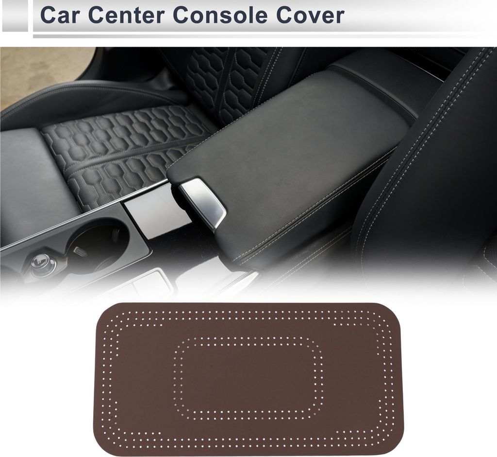 Auto Mittelkonsole Abdeckung Auto Armlehnenabdeckung 12,6"x6,3"x0,08" Khaki Wildleder