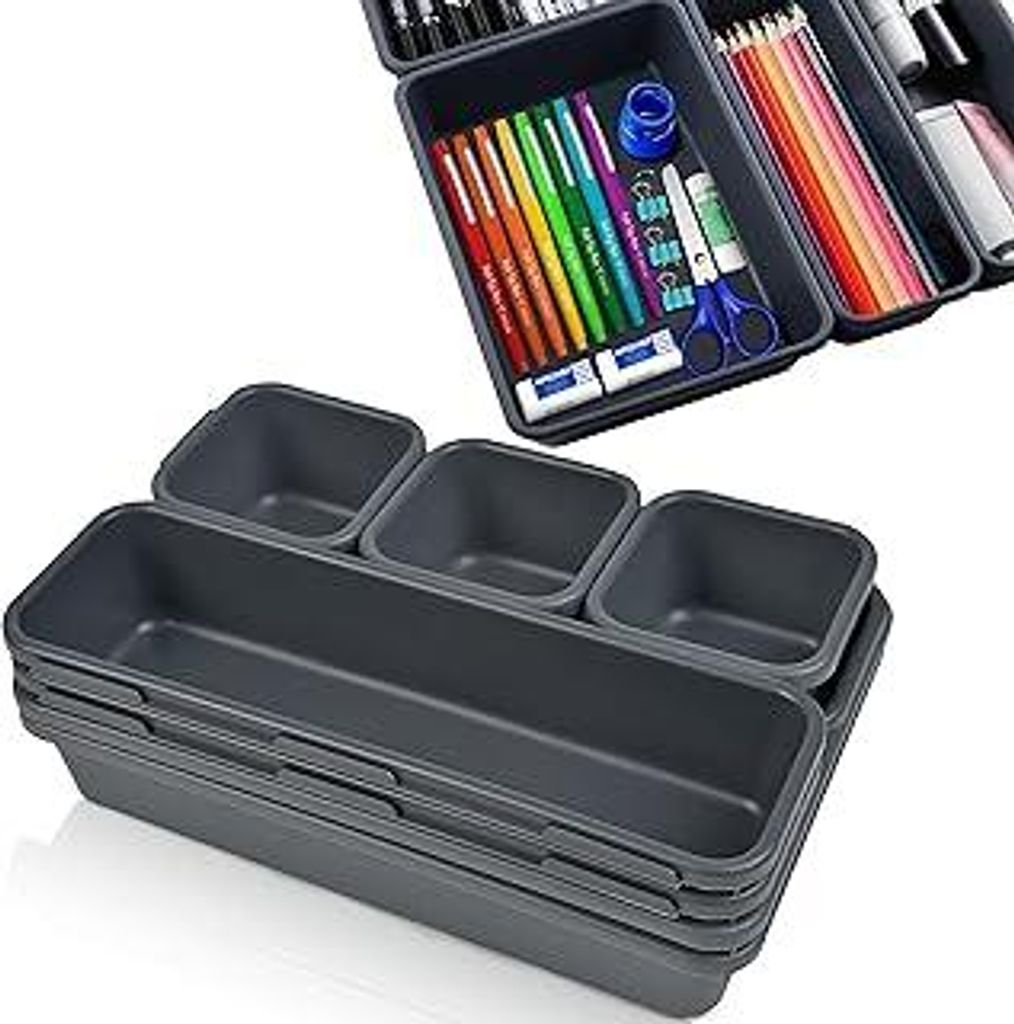 Optiwerk Schubladen Organizer, Dunkelgrau, Organizer Schublade, Drawerorganizer, Make Uporganizer Schublade Schrankorganizer Bad, Badezimmer Organi...