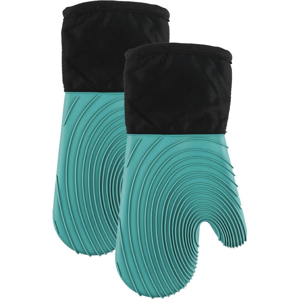 Professioneller Silikon-Ofenhandschuh, Ofenhandschuhe hitzebeständige Topflappen, Flexible Ofenhandschuhe,(dunkelgrün)