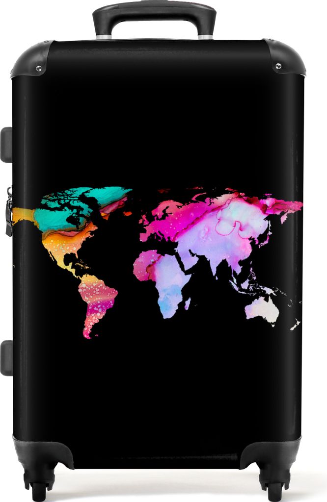 NoBoringSuitcases.com Großer Koffer - Weltkarte - Marmor - Regenbogen - Marmoroptik - Kombinationsschloss TSA - Hartschalen Trolley 4 Rollen - 7...