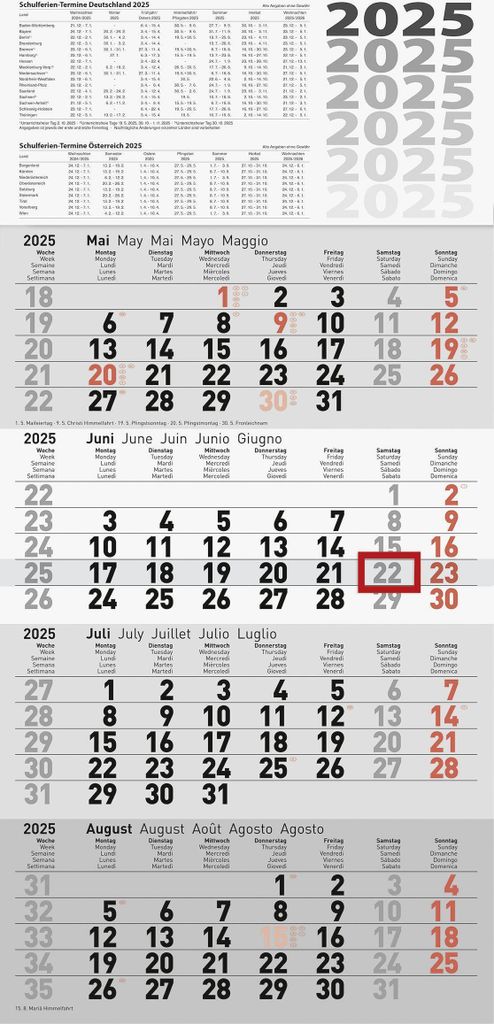 rido idé Wandkalender "4-Monatskalender quattroplan 2" 2025