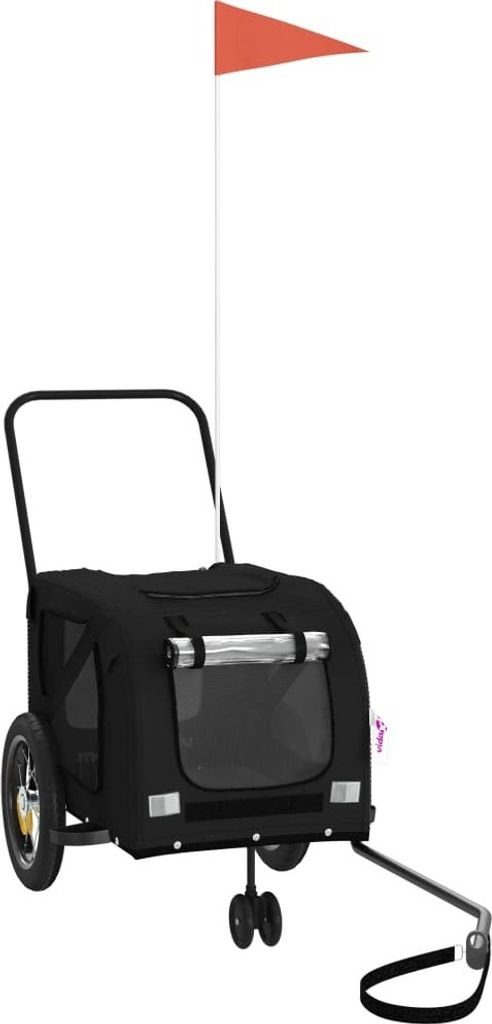 vidaXL Fahrradanhänger Hunde Schwarz Oxford-Gewebe und Eisen